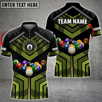 Frenzidea Billiards Colourful Personalized Name & Team Name Polo Shirt (8 Colors)