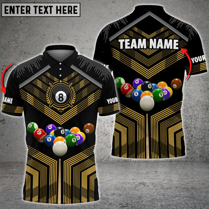Frenzidea Billiards Colourful Personalized Name & Team Name Polo Shirt (8 Colors)