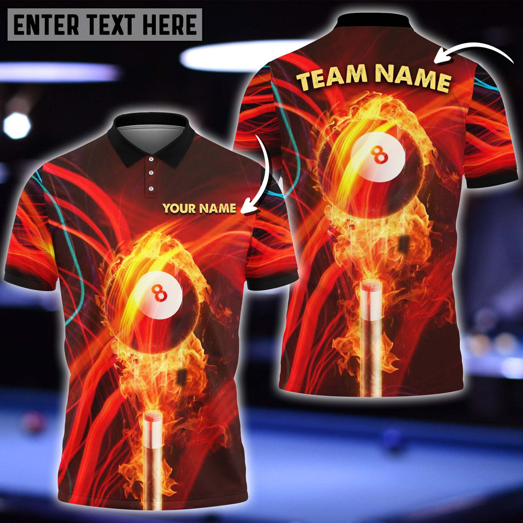 Frenzidea Billiards Ball 8 Fire Player Personalized Name, Team Name Unisex Shirt