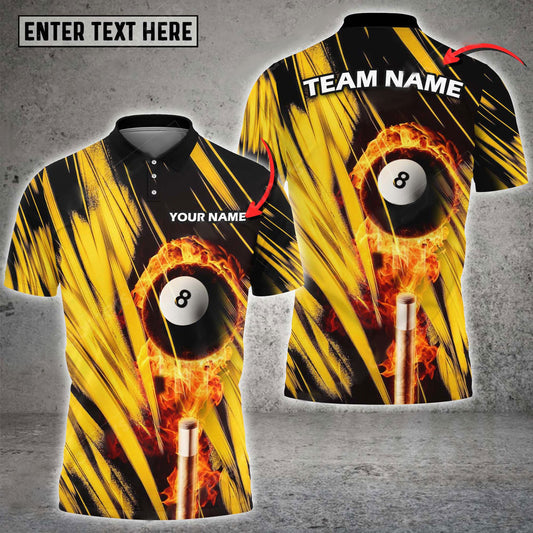 Frenzidea Billiards Ball 8 Ball Fire Player Personalized Name, Team Name Unisex Shirt