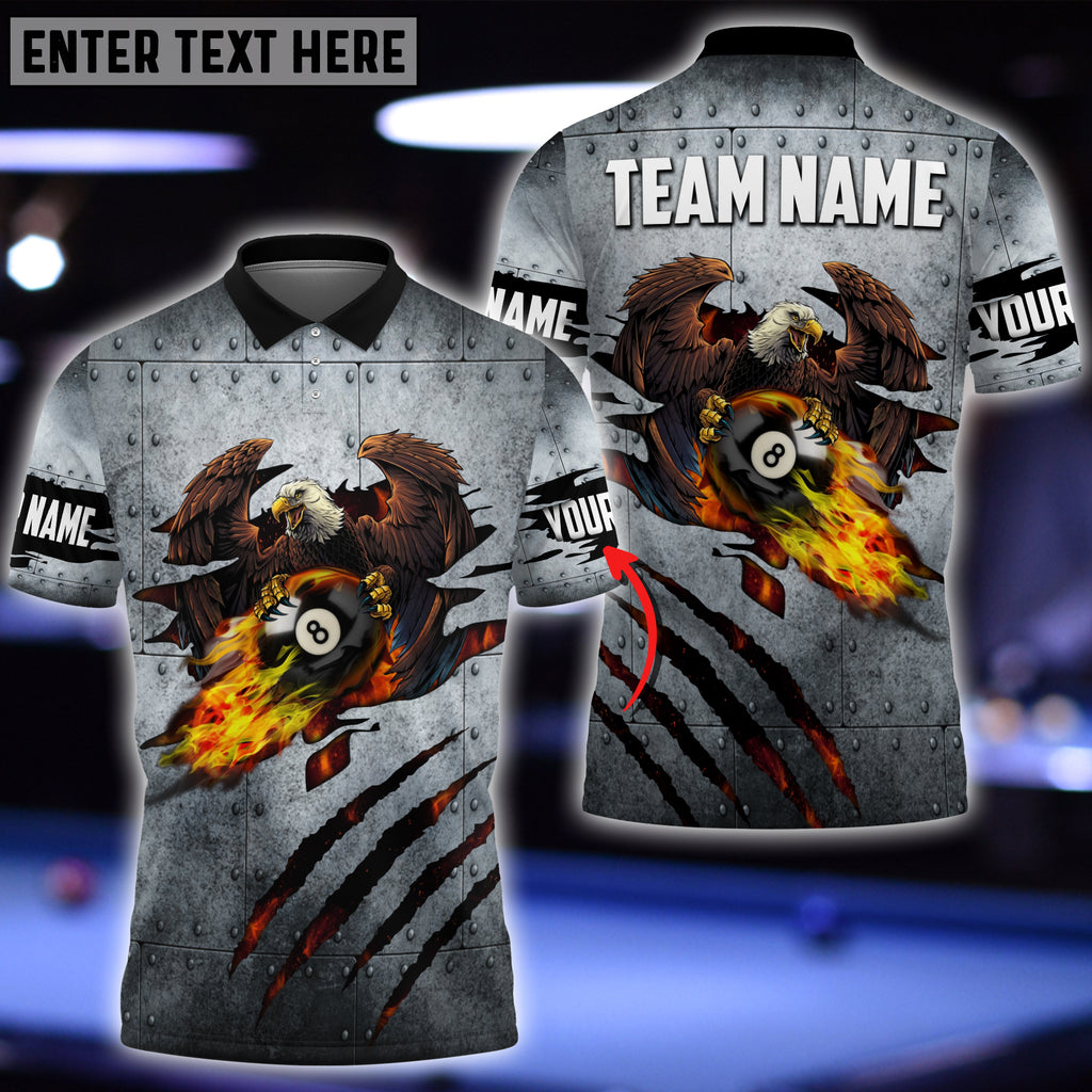 Frenzidea Billiards Ball 8 Eagle Fire Personalized Name, Team Name Unisex Shirt