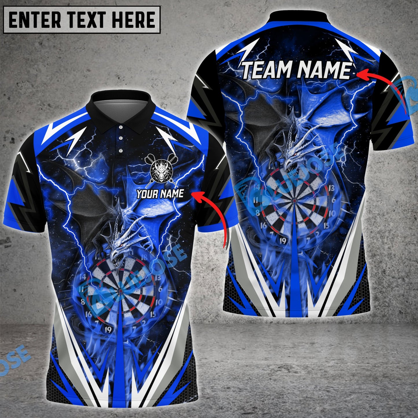 Frenzidea Darts Thunder Space Dragon Personalized Name, Team Name 3D Shirt (4 Colors)