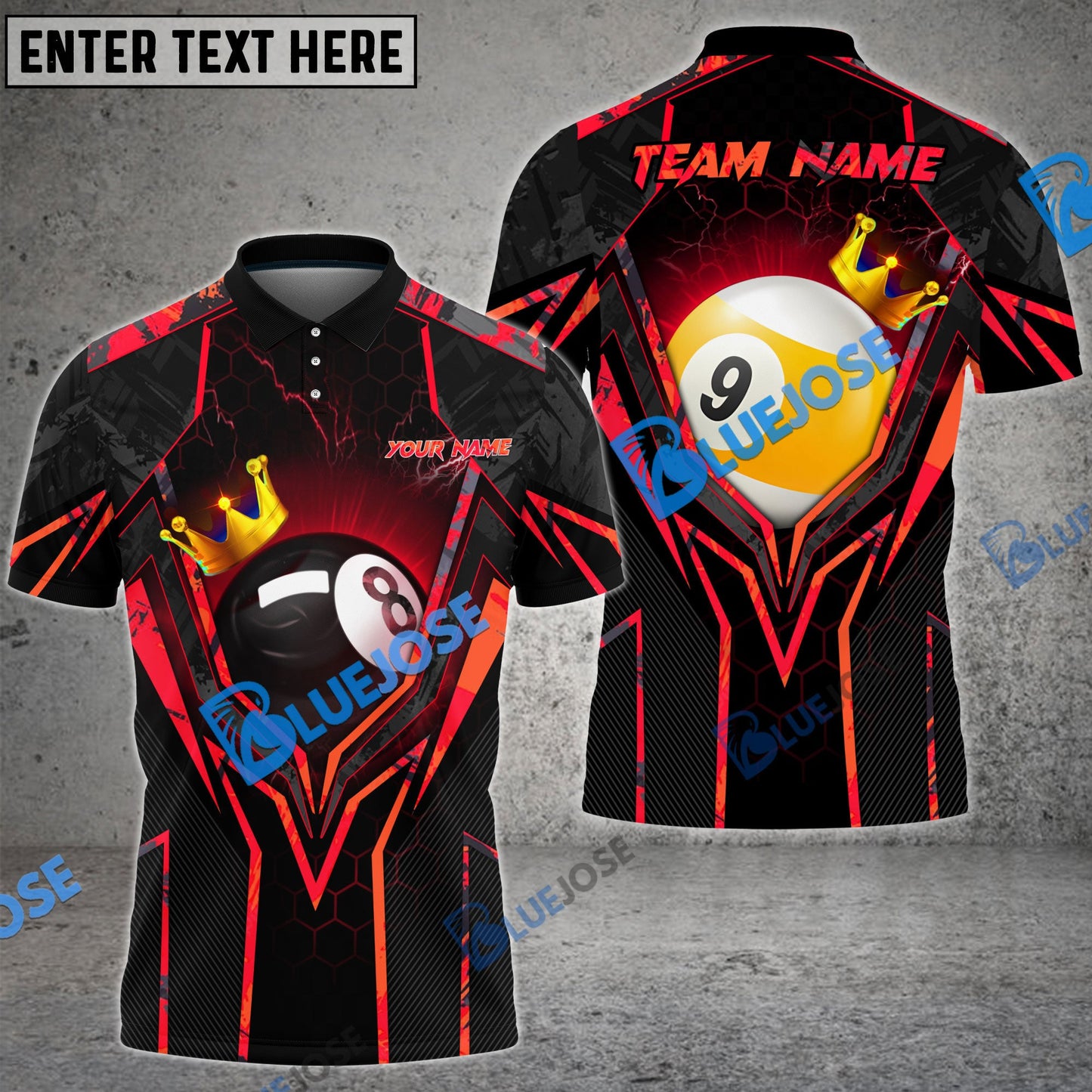 Frenzidea Billiards King 8 Ball & 9 Ball Personalized Name, Team Name Unisex Shirt ( 4 Colors )