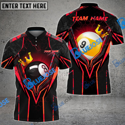 Frenzidea Billiards King 8 Ball & 9 Ball Personalized Name, Team Name Unisex Shirt ( 4 Colors )