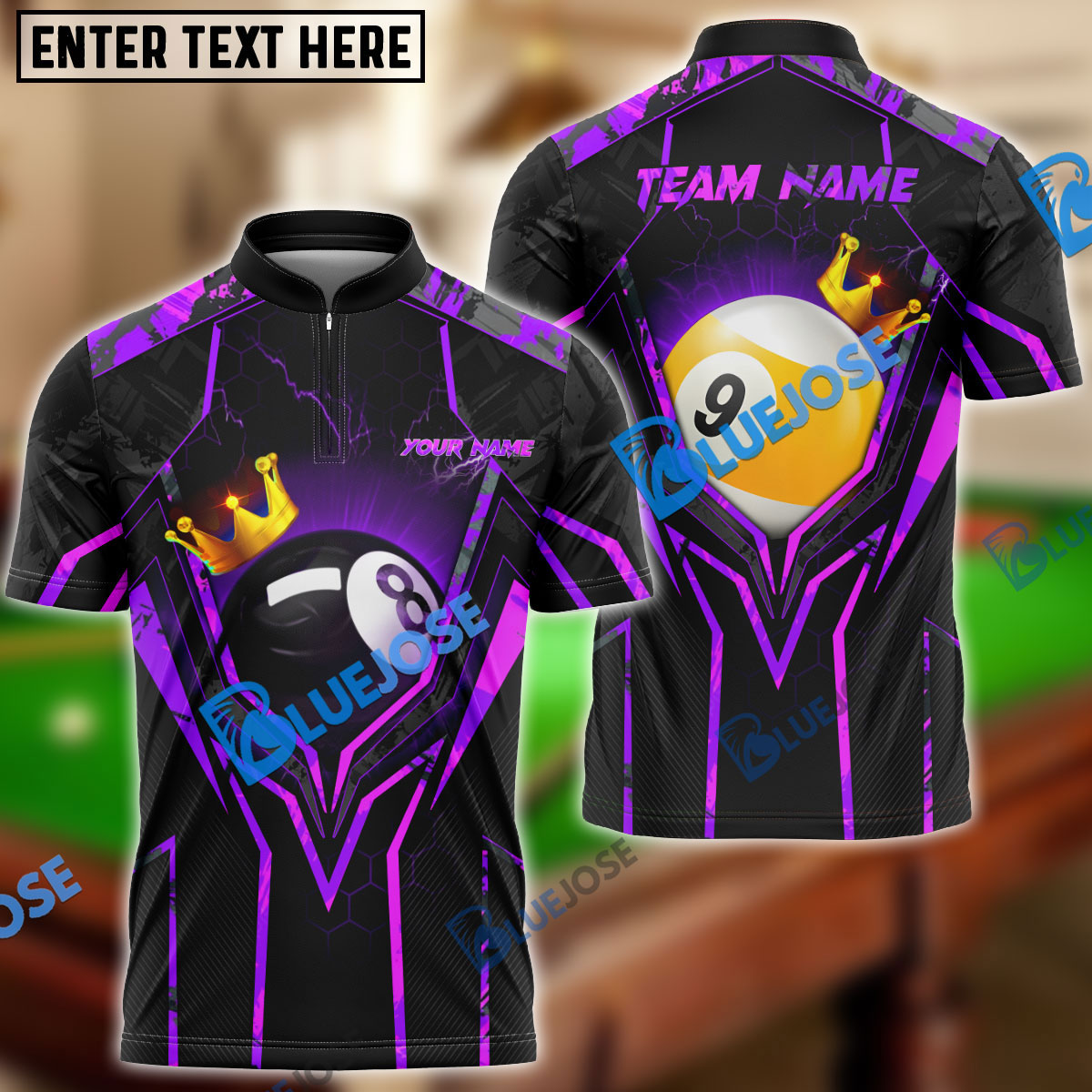 Frenzidea Billiards King 8 Ball & 9 Ball Personalized Name, Team Name Unisex Shirt ( 4 Colors )