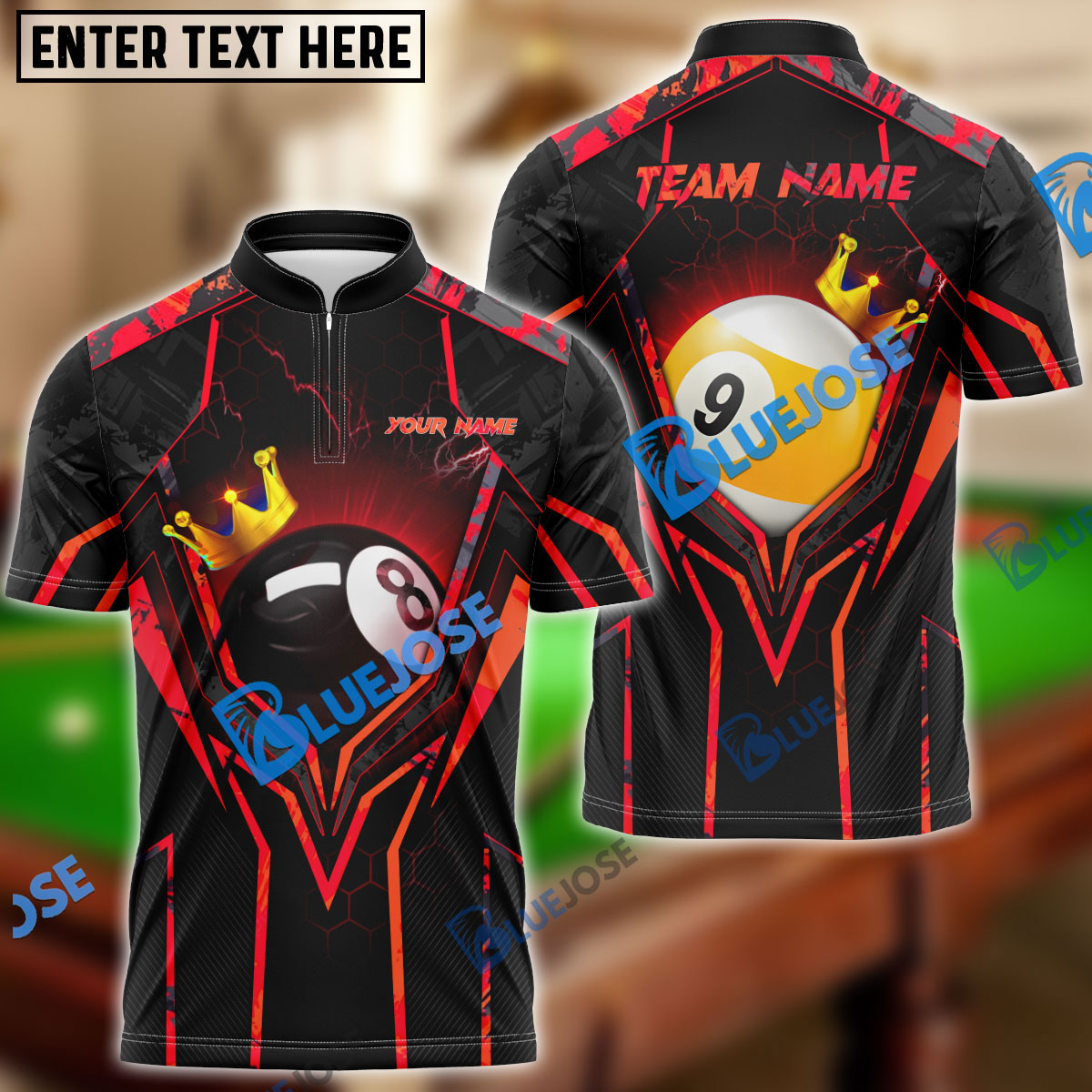 Frenzidea Billiards King 8 Ball & 9 Ball Personalized Name, Team Name Unisex Shirt ( 4 Colors )