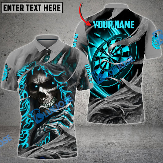 Frenzidea Darts Skull Reaper Personalized Name 3D Polo Shirt
