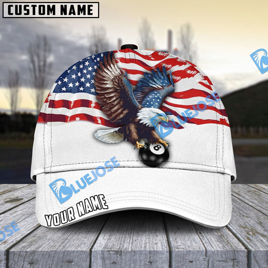 Frenzidea Billiards 8 Ball Eagle US Flag Retro Personalized Name Cap