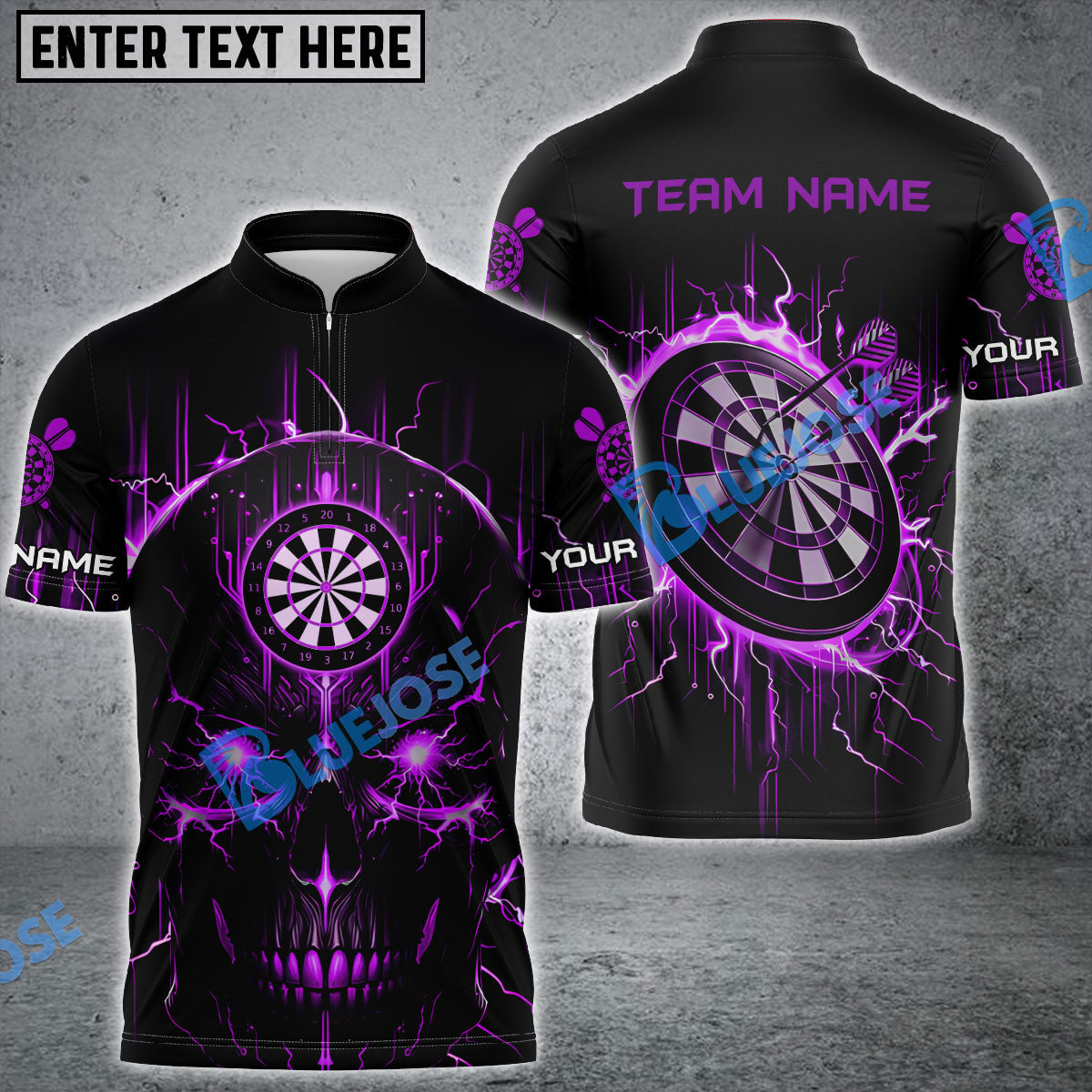 Frenzidea Darts Lightning Skull Personalized Name, Team Name 3D Shirt (4 Colors)