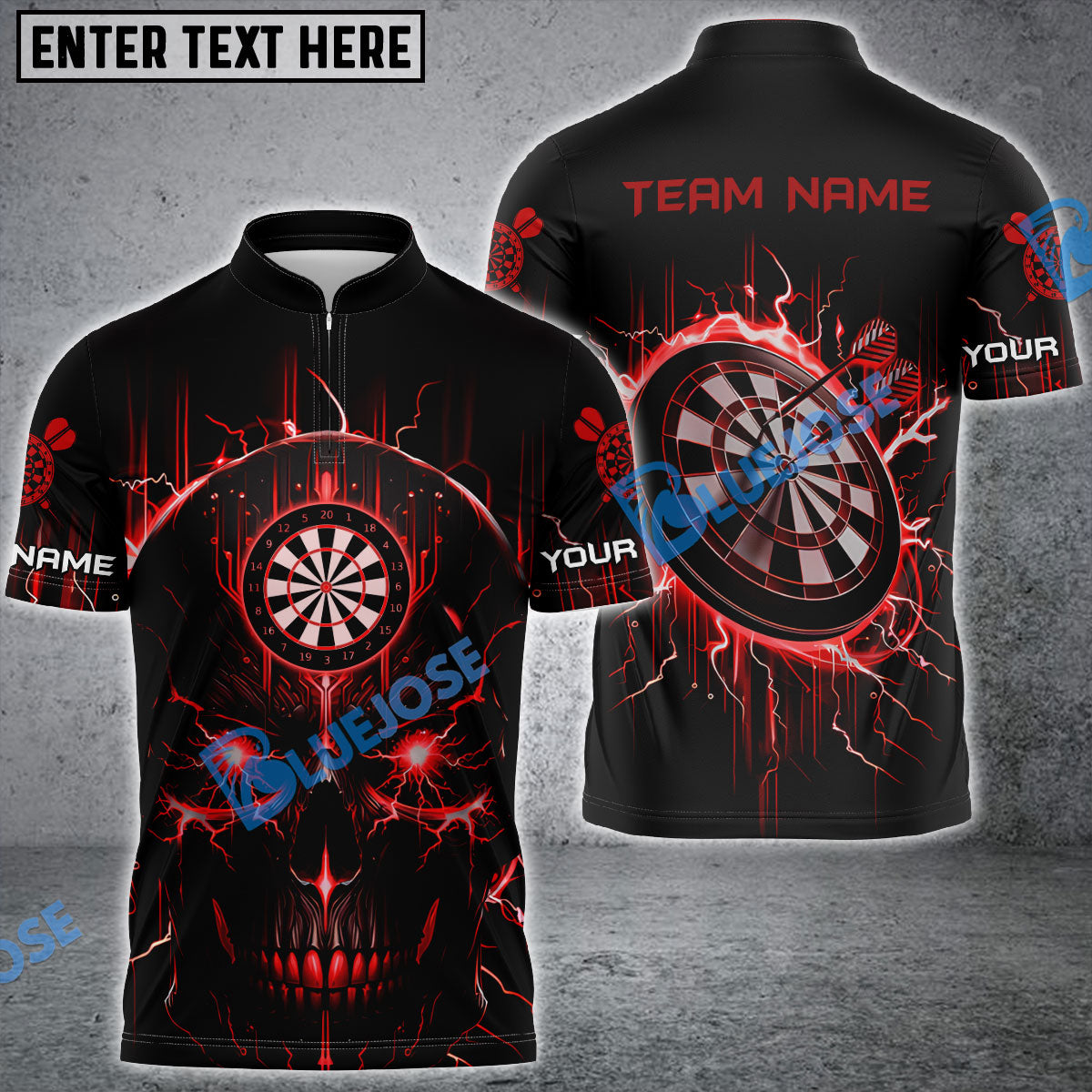 Frenzidea Darts Lightning Skull Personalized Name, Team Name 3D Shirt (4 Colors)