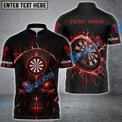 Frenzidea Darts Lightning Skull Personalized Name, Team Name 3D Shirt (4 Colors)