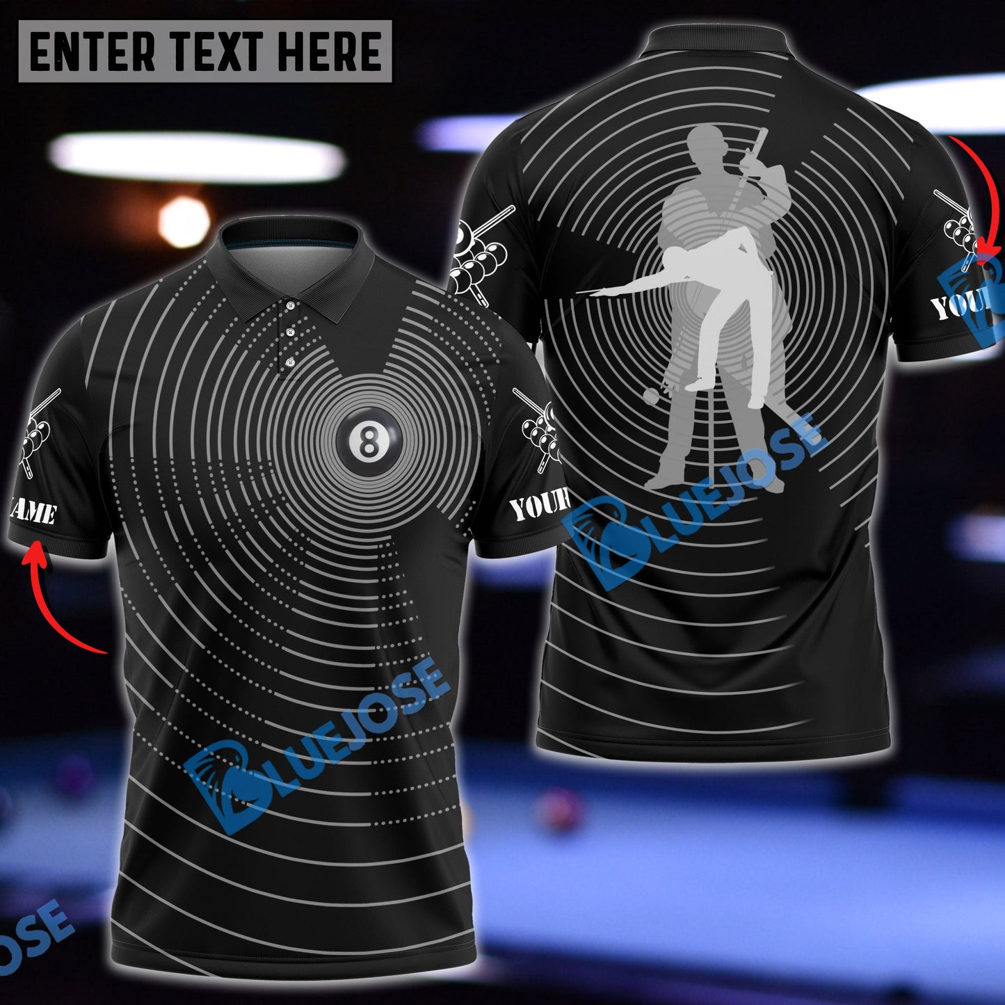 Frenzidea Billiards Ball 8 Magic Personalized Name, Team Name Unisex Shirt