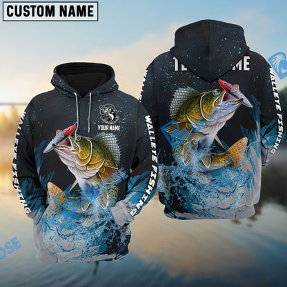 Frenzidea Walleye Fishing Dark Blue Sport Custom Name & Team Name 3D Shirts