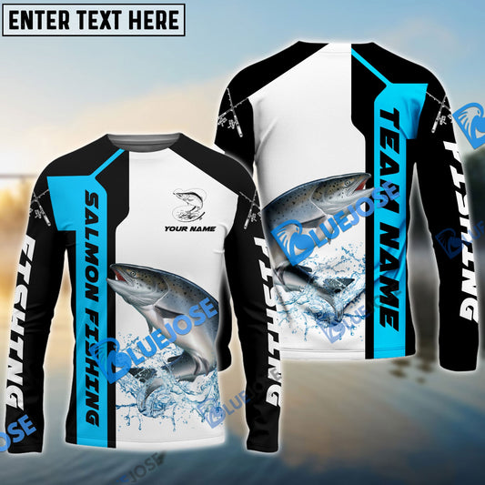 Frenzidea Salmon Fishing Blue Line Sport Custom Name & Team Name 3D Shirts