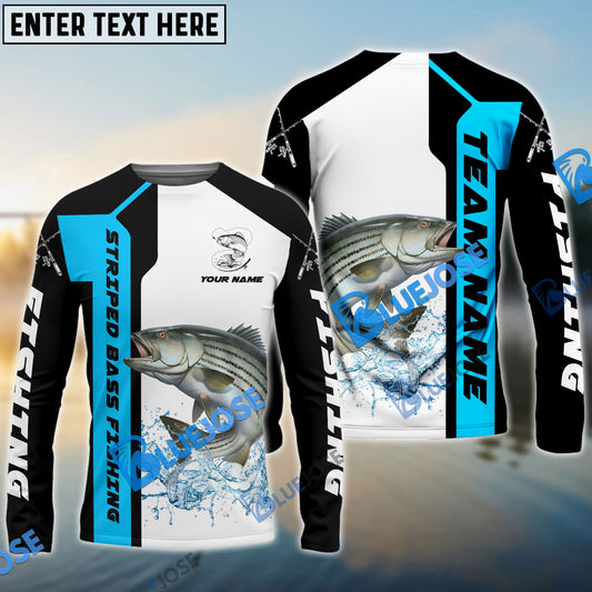 Frenzidea Striped Bass Fishing Blue Line Sport Custom Name & Team Name 3D Shirts
