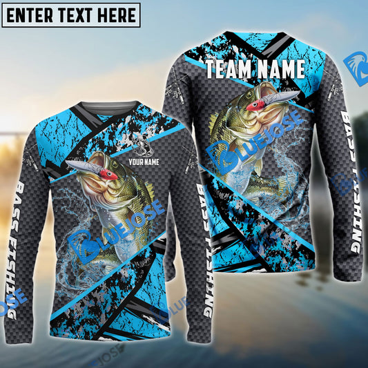 Frenzidea Bass Fishing Blue Camo 2 Sport Custom Name & Team Name 3D Shirts