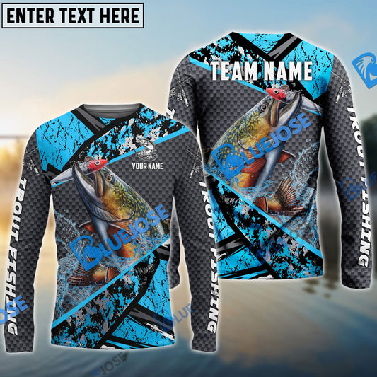 Frenzidea Trout Fishing Blue Camo 2 Sport Custom Name & Team Name 3D Shirts