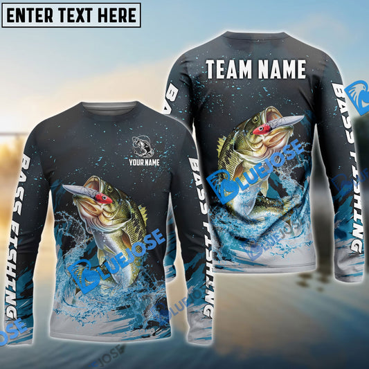 Frenzidea Bass Fishing Dark Blue Sport Custom Name & Team Name 3D Shirts