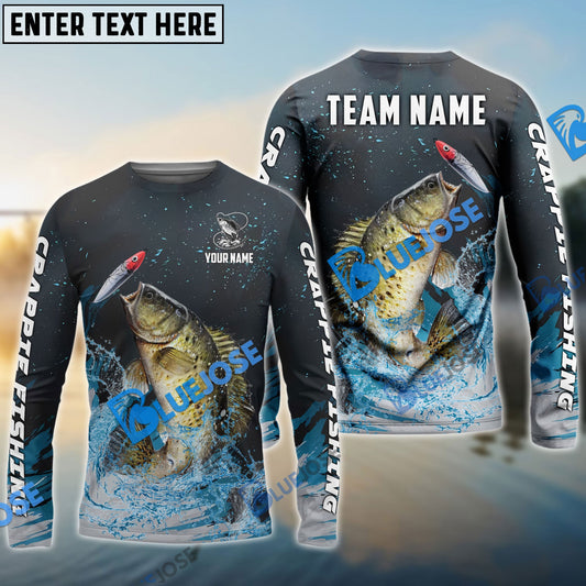Frenzidea Crappie Fishing Dark Blue Sport Custom Name & Team Name 3D Shirts