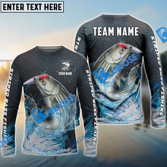 Frenzidea Striped Bass Fishing Dark Blue Sport Custom Name & Team Name 3D Shirts