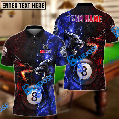 Frenzidea Billiard Ball 8 Dragon And Wolf Personalized Name, Team Name Unisex Shirt
