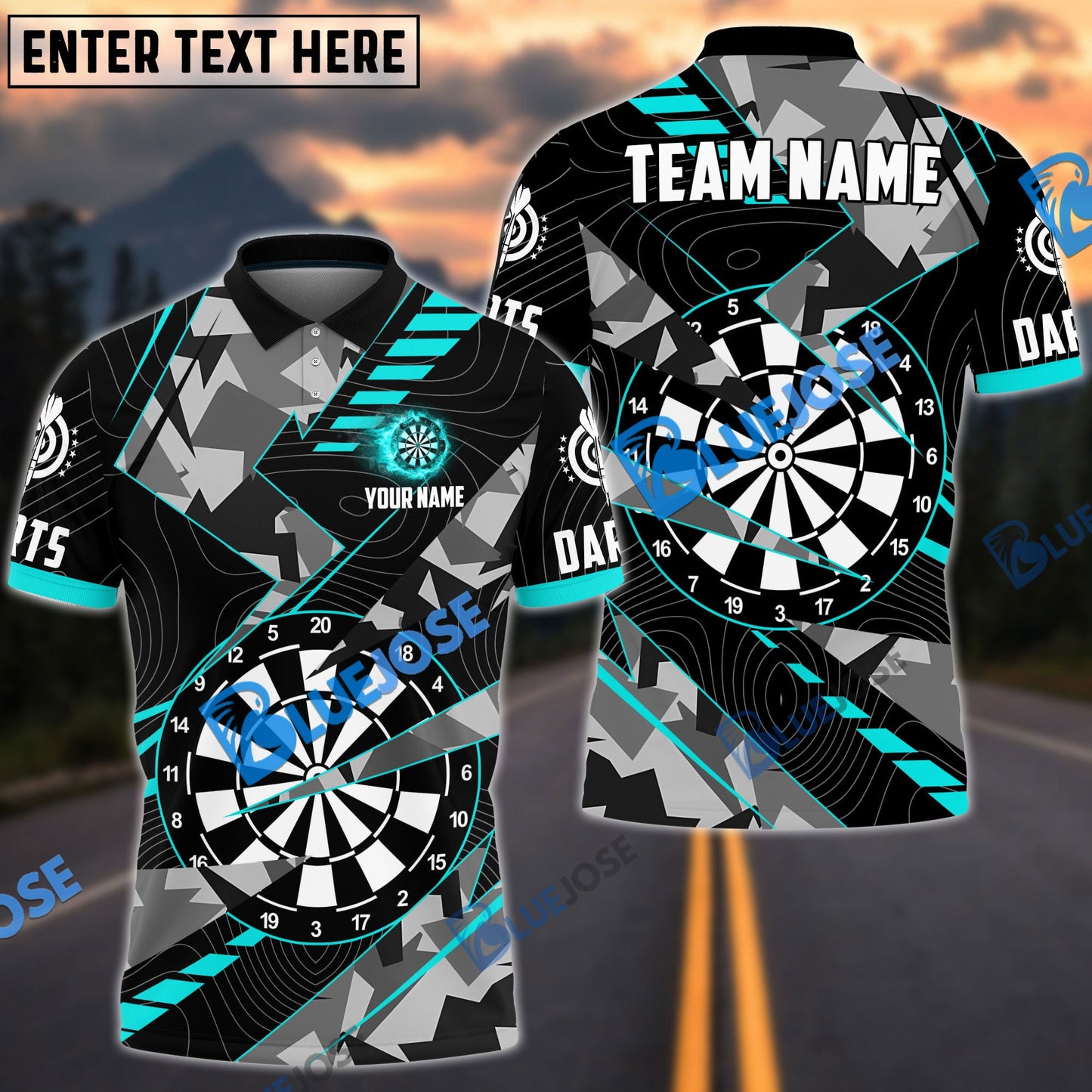 Frenzidea Darts Grunge Thunder Personalized Name, Team Name 3D Shirt (4 Colors)