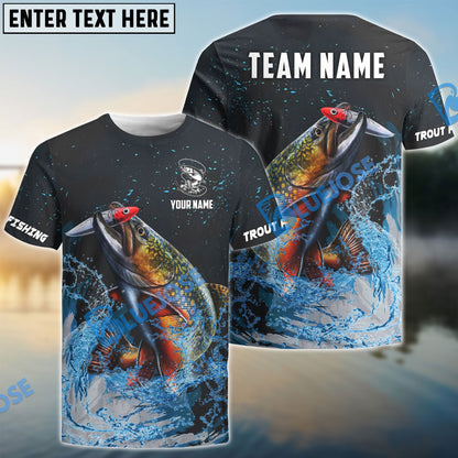 Frenzidea Trout Fishing Dark Blue Sport Custom Name & Team Name 3D Shirts