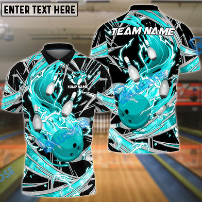 Frenzidea Bowling And Pins Flame Thunder Wind AuraCustomized Name 3D Shirt (4 Colors)