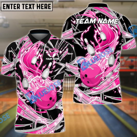 Frenzidea Bowling And Pins Flame Thunder Wind AuraCustomized Name 3D Shirt (4 Colors)
