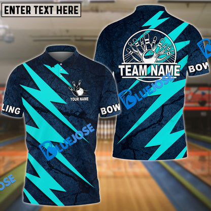 Frenzideas Bowling And Pins Lightning Volt Customized Name 3D Shirt ( 6 Colors)