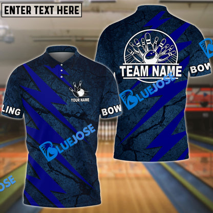 Frenzideas Bowling And Pins Lightning Volt Customized Name 3D Shirt ( 6 Colors)