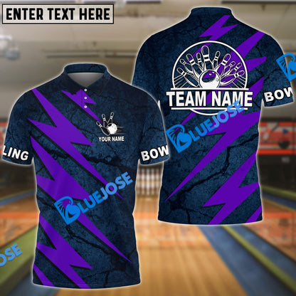 Frenzideas Bowling And Pins Lightning Volt Customized Name 3D Shirt ( 6 Colors)