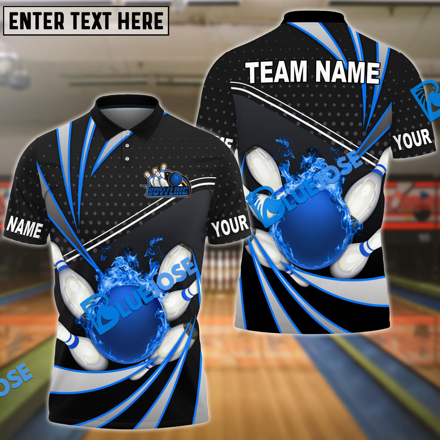 Frenzideas Bowling And Pins Point Tornado Pattern Multicolor Customized Name 3D Shirt ( 4 Colors )