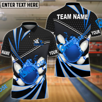 Frenzideas Bowling And Pins Point Tornado Pattern Multicolor Customized Name 3D Shirt ( 4 Colors )