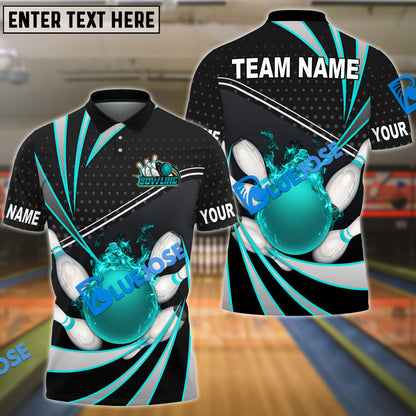 Frenzideas Bowling And Pins Point Tornado Pattern Multicolor Customized Name 3D Shirt ( 4 Colors )