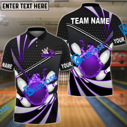 Frenzideas Bowling And Pins Point Tornado Pattern Multicolor Customized Name 3D Shirt ( 4 Colors )