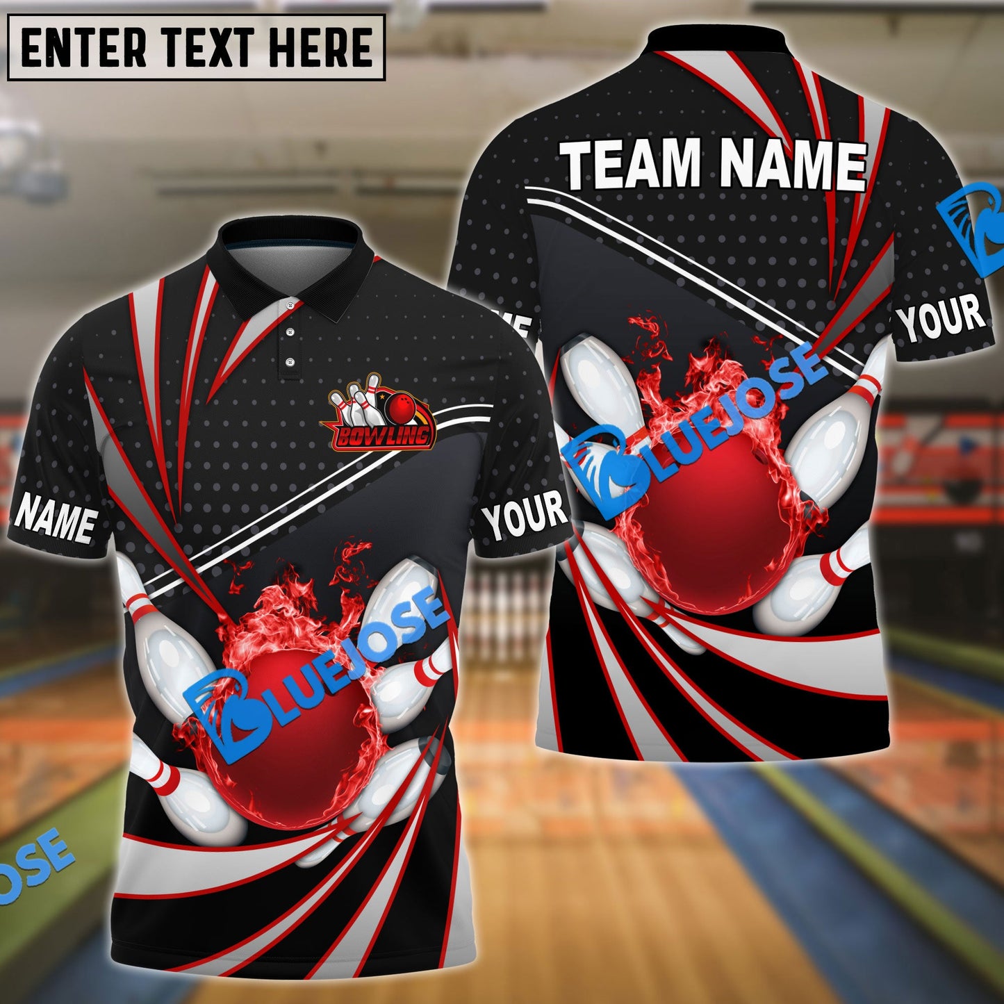 Frenzideas Bowling And Pins Point Tornado Pattern Multicolor Customized Name 3D Shirt ( 4 Colors )