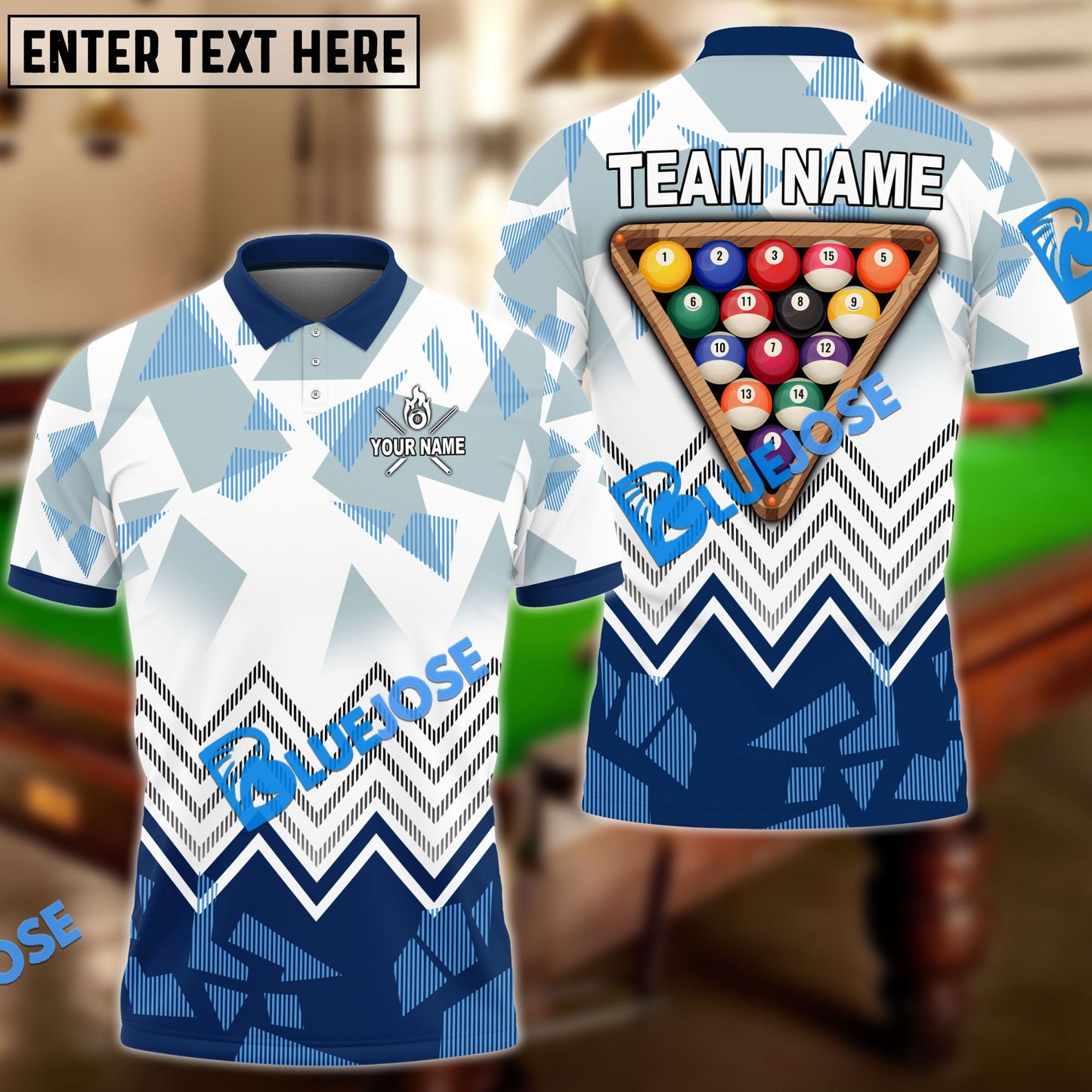 Frenzidea Billiards Ball 8 Rack Upside Down Personalized Name, Team Name Unisex Shirt ( 4 Colors )