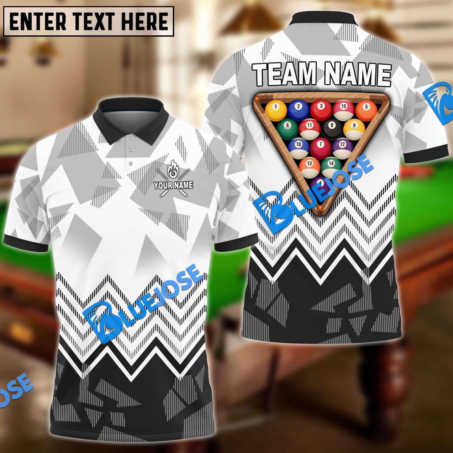 Frenzidea Billiards Ball 8 Rack Upside Down Personalized Name, Team Name Unisex Shirt ( 4 Colors )