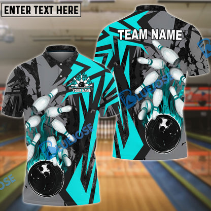 Frenzideas Bowling And Pins Dropping Bomb Multicolor Customized Name 3D Shirt ( 4 Colors )