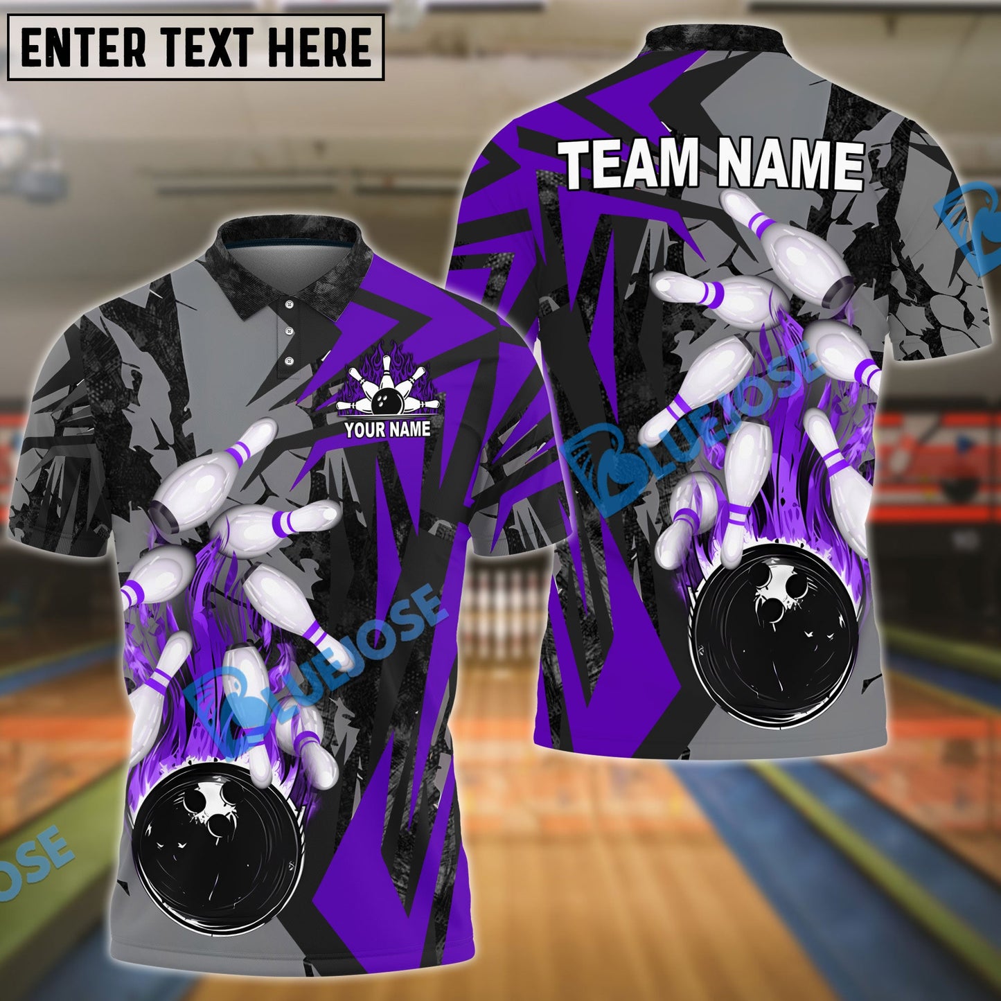 Frenzideas Bowling And Pins Dropping Bomb Multicolor Customized Name 3D Shirt ( 4 Colors )