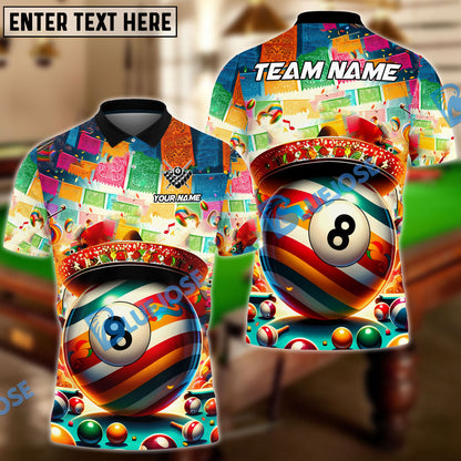 Frenzidea Billiard Ball 8 Cinco De Mayo Personalized Name, Team Name Unisex Shirt