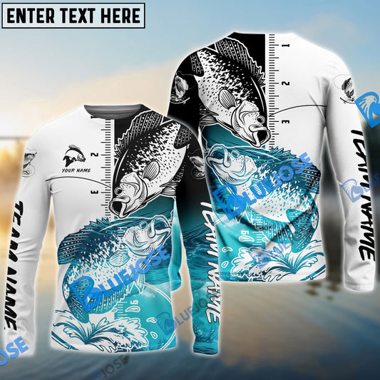 Frenzidea Crappie Fishing White Blue Water Custom Name & Team Name 3D Shirts