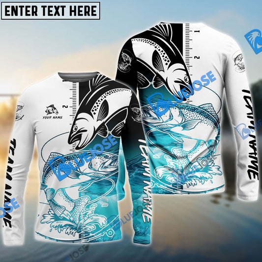 Frenzidea Trout Fishing White Blue Water Custom Name & Team Name 3D Shirts