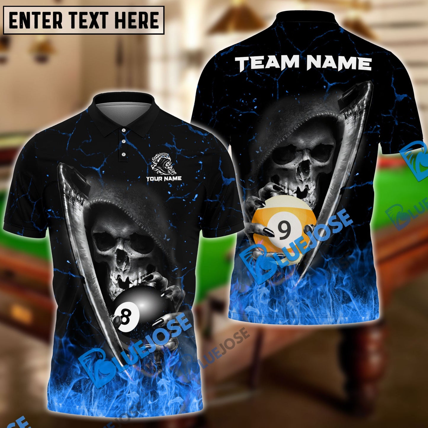 Frenzidea Billiards Reaper Fate Decider Personalized Name, Team Name Unisex Shirt ( 4 Colors )