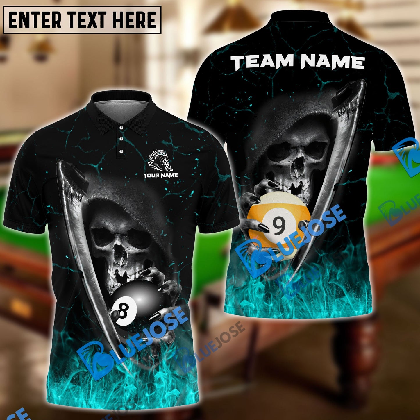 Frenzidea Billiards Reaper Fate Decider Personalized Name, Team Name Unisex Shirt ( 4 Colors )