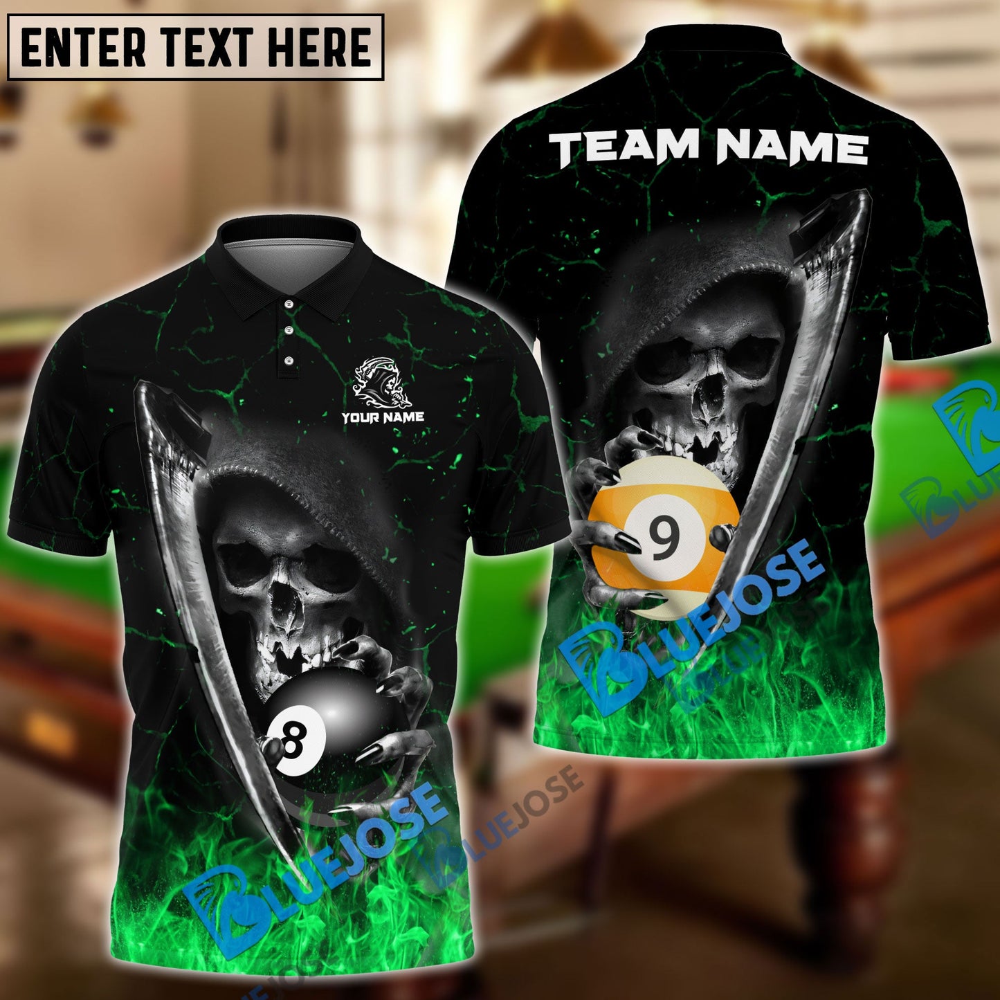 Frenzidea Billiards Reaper Fate Decider Personalized Name, Team Name Unisex Shirt ( 4 Colors )