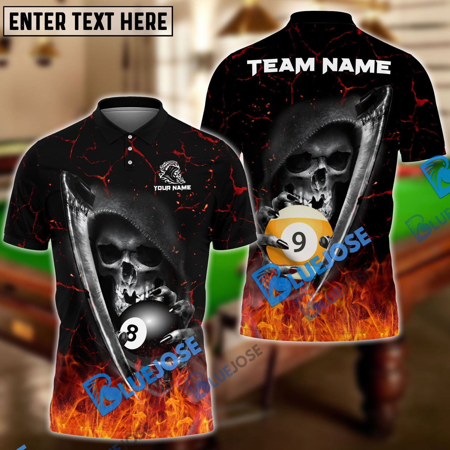 Frenzidea Billiards Reaper Fate Decider Personalized Name, Team Name Unisex Shirt ( 4 Colors )