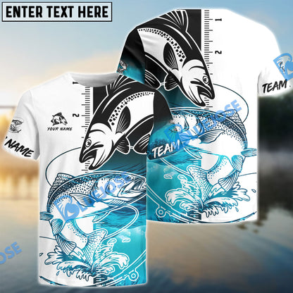 Frenzidea Trout Fishing White Blue Water Custom Name & Team Name 3D Shirts