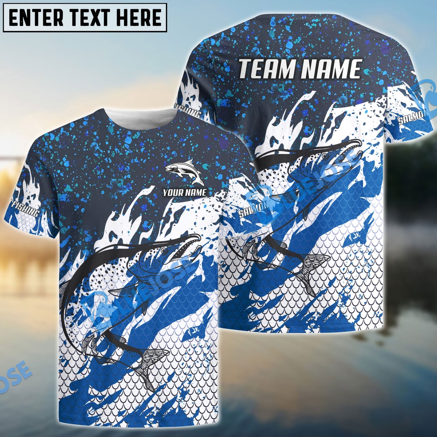 Frenzidea Salmon Fishing Bluefin Sport Custom Name & Team Name 3D Shirts